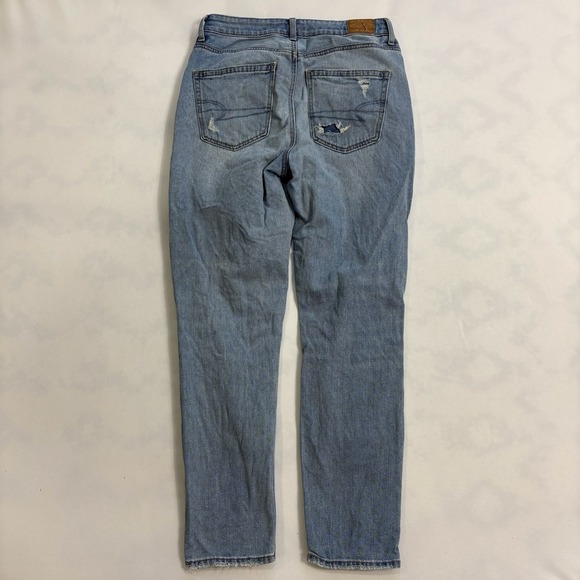 American Eagle Mom Jeans Women's Size 6 High Rise Distressed Straight Leg Denim - Picture 2 of 8